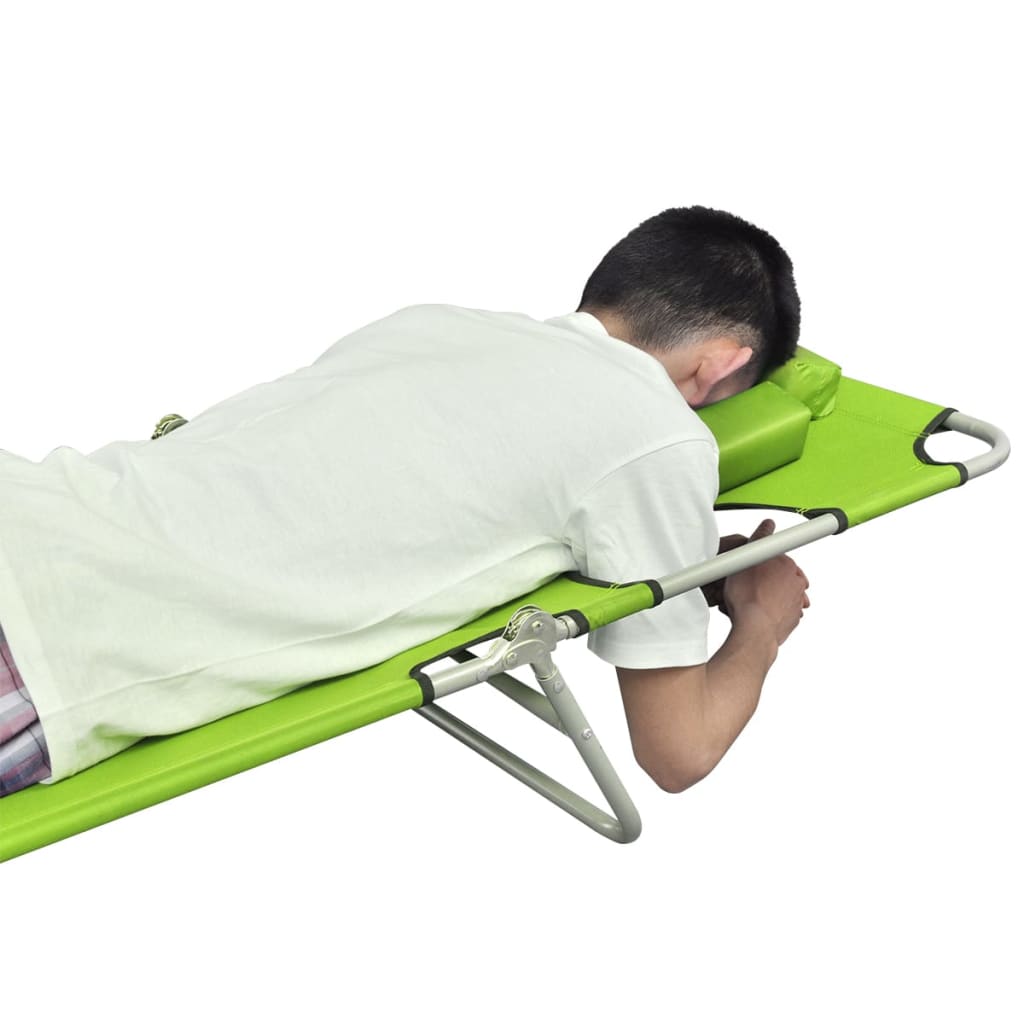 Ligbed inklapbaar met hoofdkussen gepoedercoat staal groen is nu te koop bij PeponiXL, paradijselijk wonen!