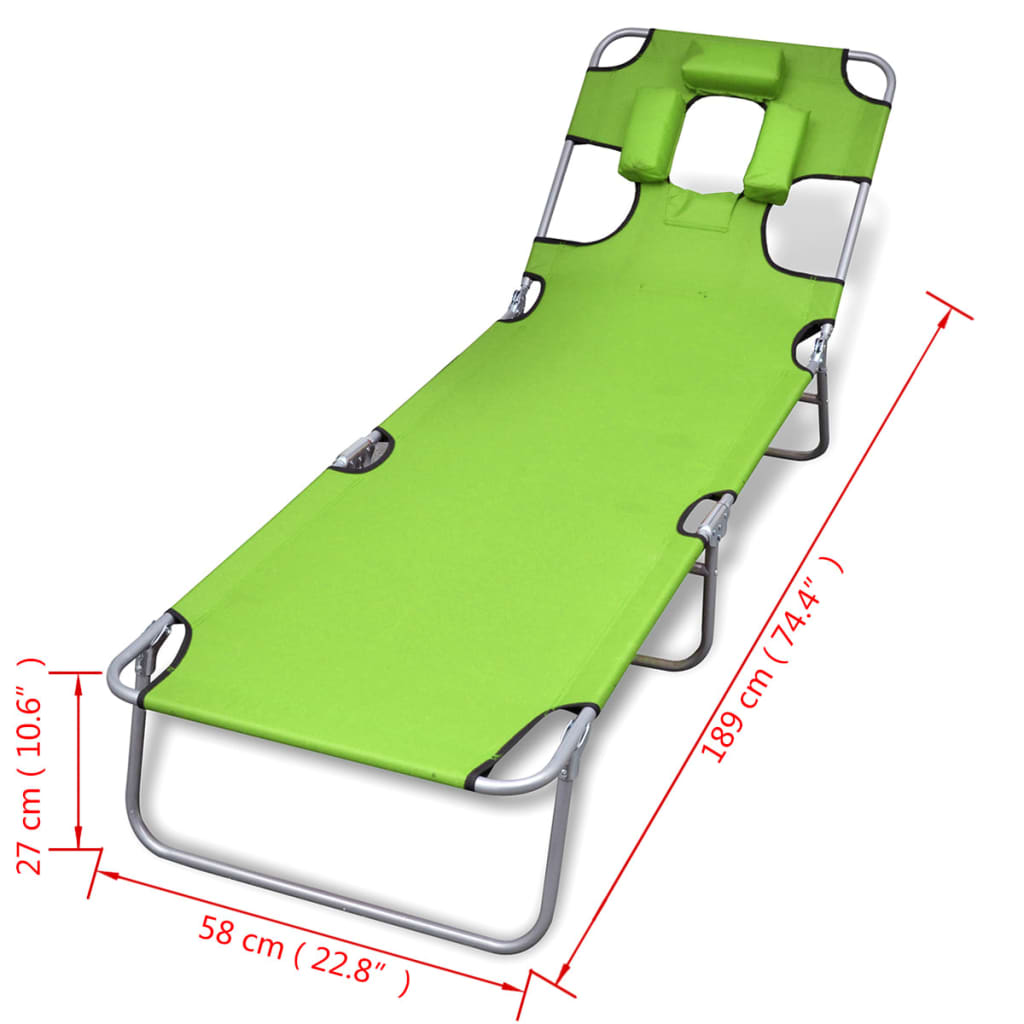 Ligbed inklapbaar met hoofdkussen gepoedercoat staal groen is nu te koop bij PeponiXL, paradijselijk wonen!