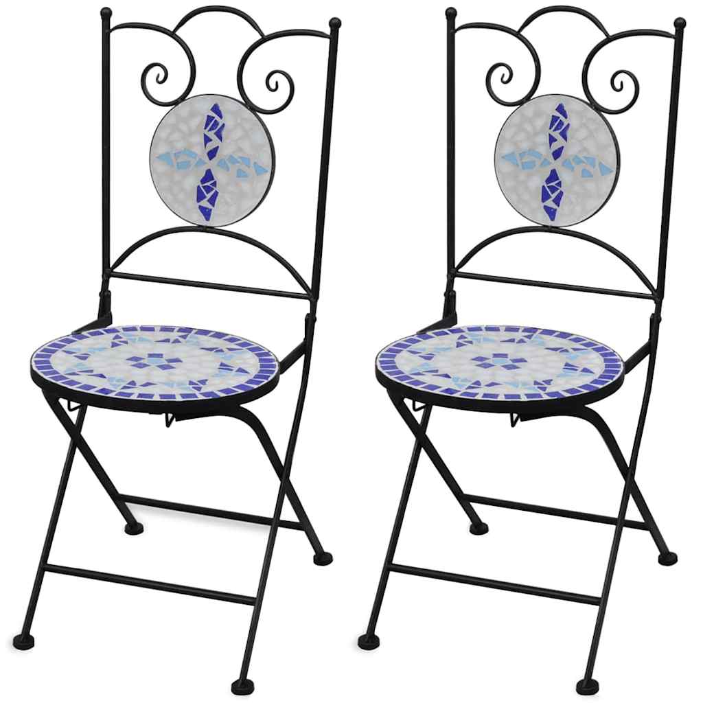 Bistrostoelen inklapbaar 2 st keramiek blauw en wit is nu te koop bij PeponiXL, paradijselijk wonen!