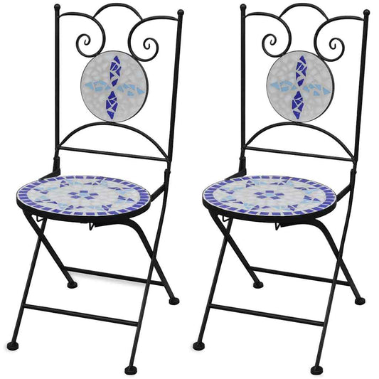 Bistrostoelen inklapbaar 2 st keramiek blauw en wit is nu te koop bij PeponiXL, paradijselijk wonen!
