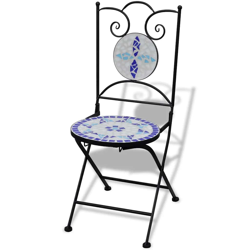 Bistrostoelen inklapbaar 2 st keramiek blauw en wit is nu te koop bij PeponiXL, paradijselijk wonen!