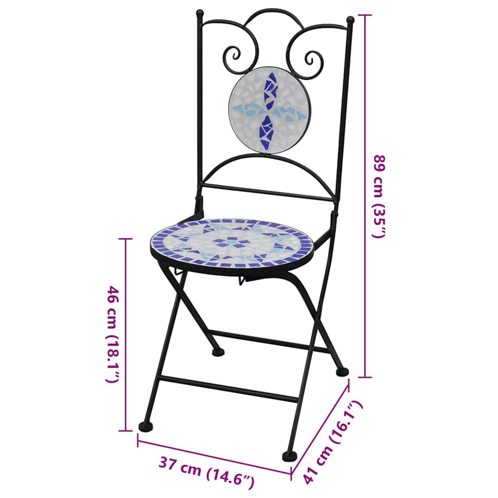Bistrostoelen inklapbaar 2 st keramiek blauw en wit is nu te koop bij PeponiXL, paradijselijk wonen!