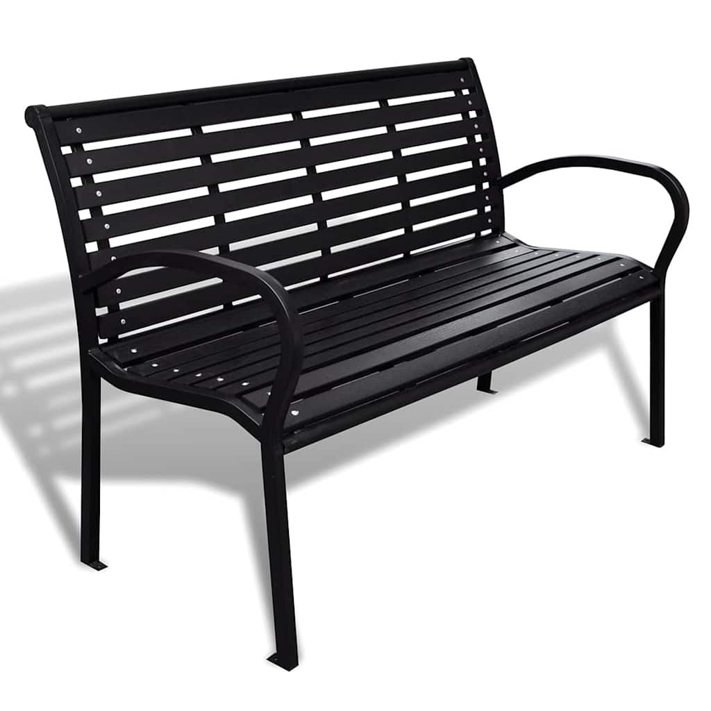 Tuinbank 125 cm staal en HKC zwart is nu te koop bij PeponiXL, paradijselijk wonen!