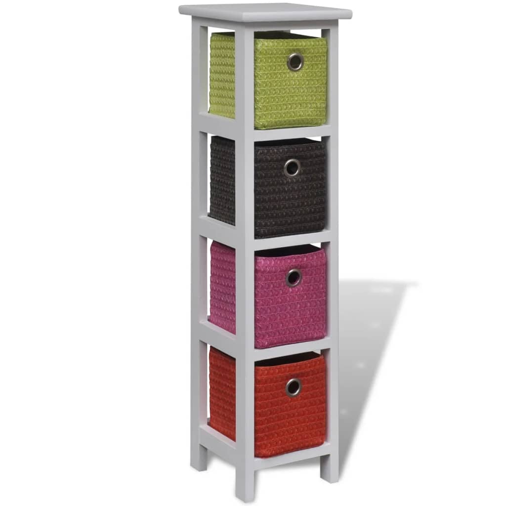 Opbergkast met meerkleurige manden paulowniahout is nu te koop bij PeponiXL, paradijselijk wonen!