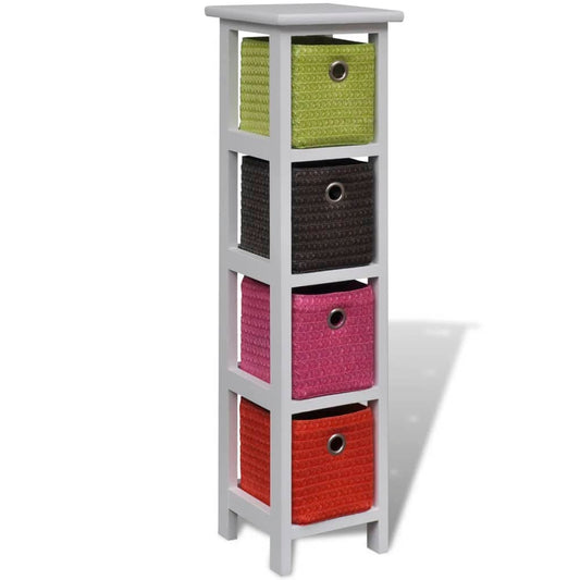 Opbergkast met meerkleurige manden paulowniahout is nu te koop bij PeponiXL, paradijselijk wonen!
