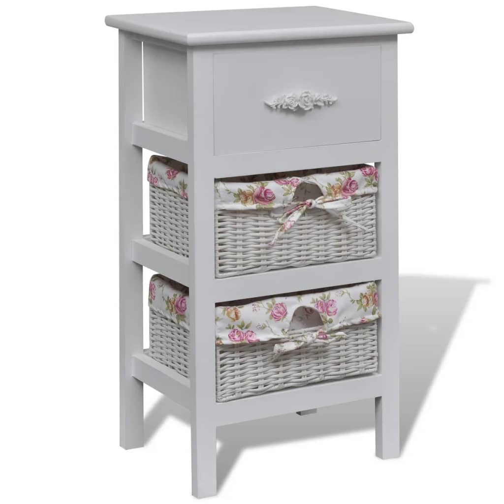 Kast met 1 lade en 2 manden paulowniahout wit is nu te koop bij PeponiXL, paradijselijk wonen!