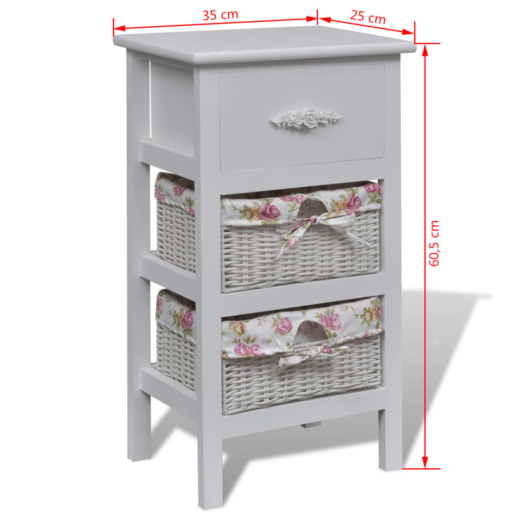 Kast met 1 lade en 2 manden paulowniahout wit is nu te koop bij PeponiXL, paradijselijk wonen!