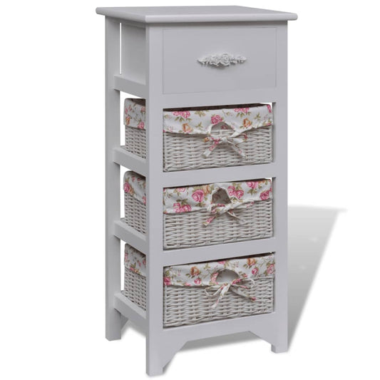 Kast met 1 lade en 3 manden paulowniahout wit is nu te koop bij PeponiXL, paradijselijk wonen!