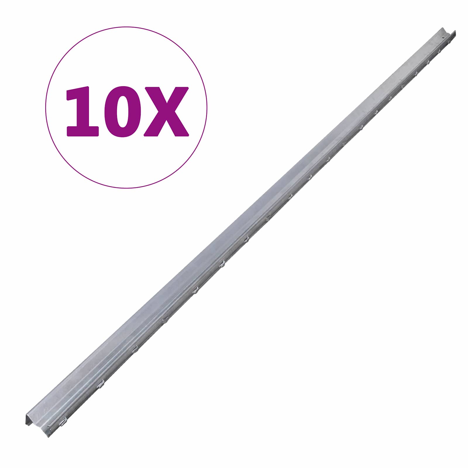 Afrasteringspaal 10 pcs Zilver 200 cm Staal is nu te koop bij PeponiXL, paradijselijk wonen!