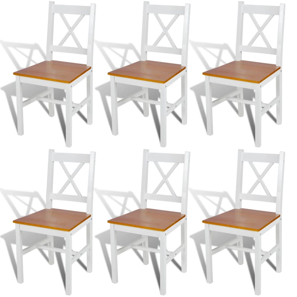 Eetkamerstoelen 6 st grenenhout wit is nu te koop bij PeponiXL, paradijselijk wonen!