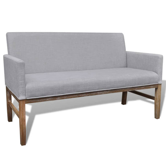 Bank met gevoerde kussens stof rubberwood lichtgrijs is nu te koop bij PeponiXL, paradijselijk wonen!