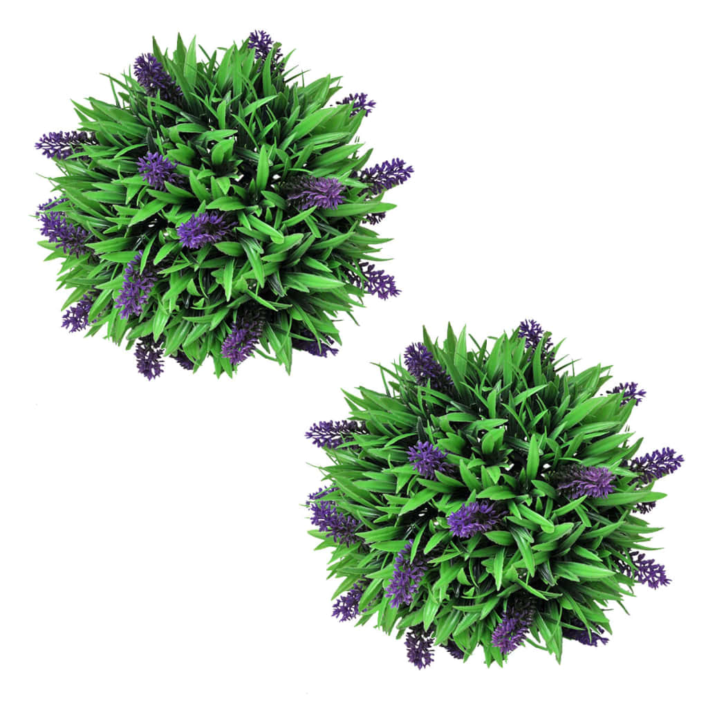 2-delige Kunstbuxussenset bolvormig met lavendel 28 cm is nu te koop bij PeponiXL, paradijselijk wonen!
