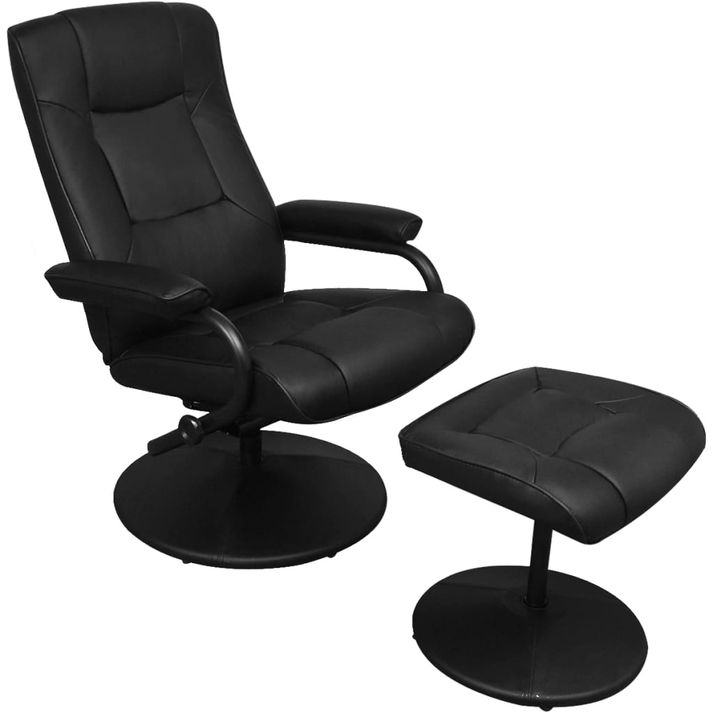 Tv-fauteuil met voetenbankje kunstleer zwart is nu te koop bij PeponiXL, paradijselijk wonen!