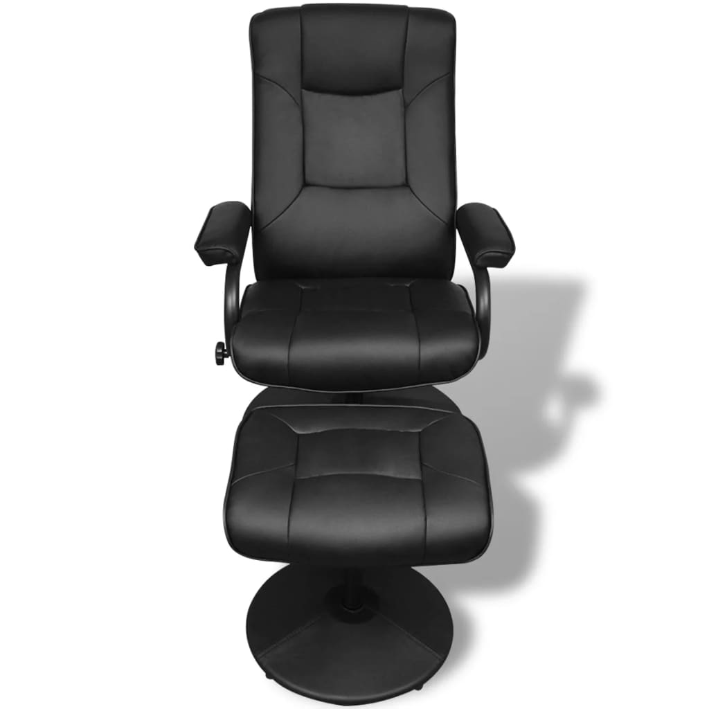 Tv-fauteuil met voetenbankje kunstleer zwart is nu te koop bij PeponiXL, paradijselijk wonen!