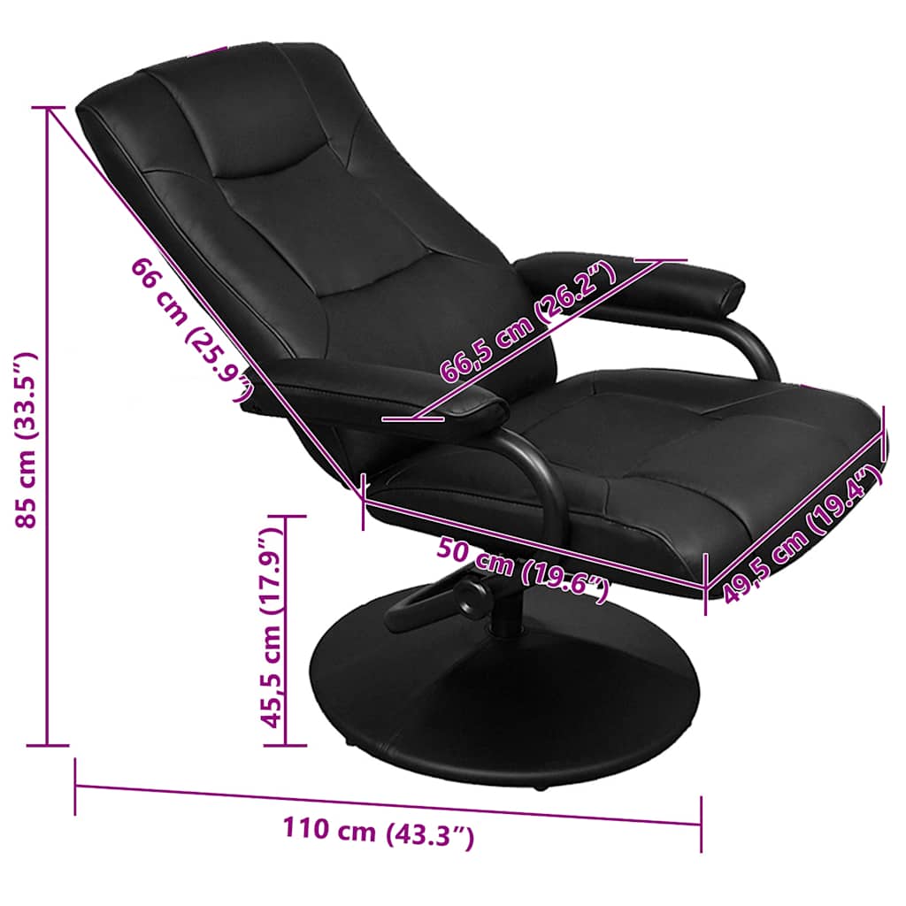 Tv-fauteuil met voetenbankje kunstleer zwart is nu te koop bij PeponiXL, paradijselijk wonen!