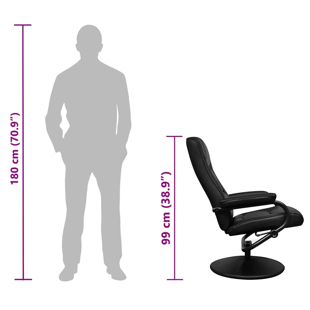 Tv-fauteuil met voetenbankje kunstleer zwart is nu te koop bij PeponiXL, paradijselijk wonen!