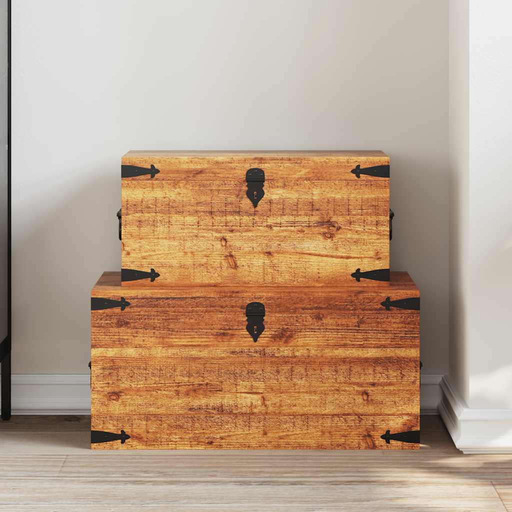 2-delige Opbergkistenset ruw mangohout is nu te koop bij PeponiXL, paradijselijk wonen!