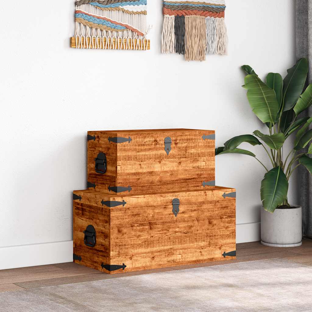 2-delige Opbergkistenset ruw mangohout is nu te koop bij PeponiXL, paradijselijk wonen!