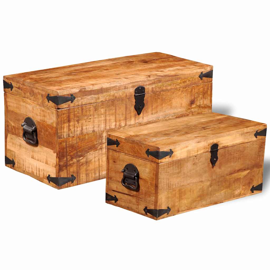 2-delige Opbergkistenset ruw mangohout is nu te koop bij PeponiXL, paradijselijk wonen!