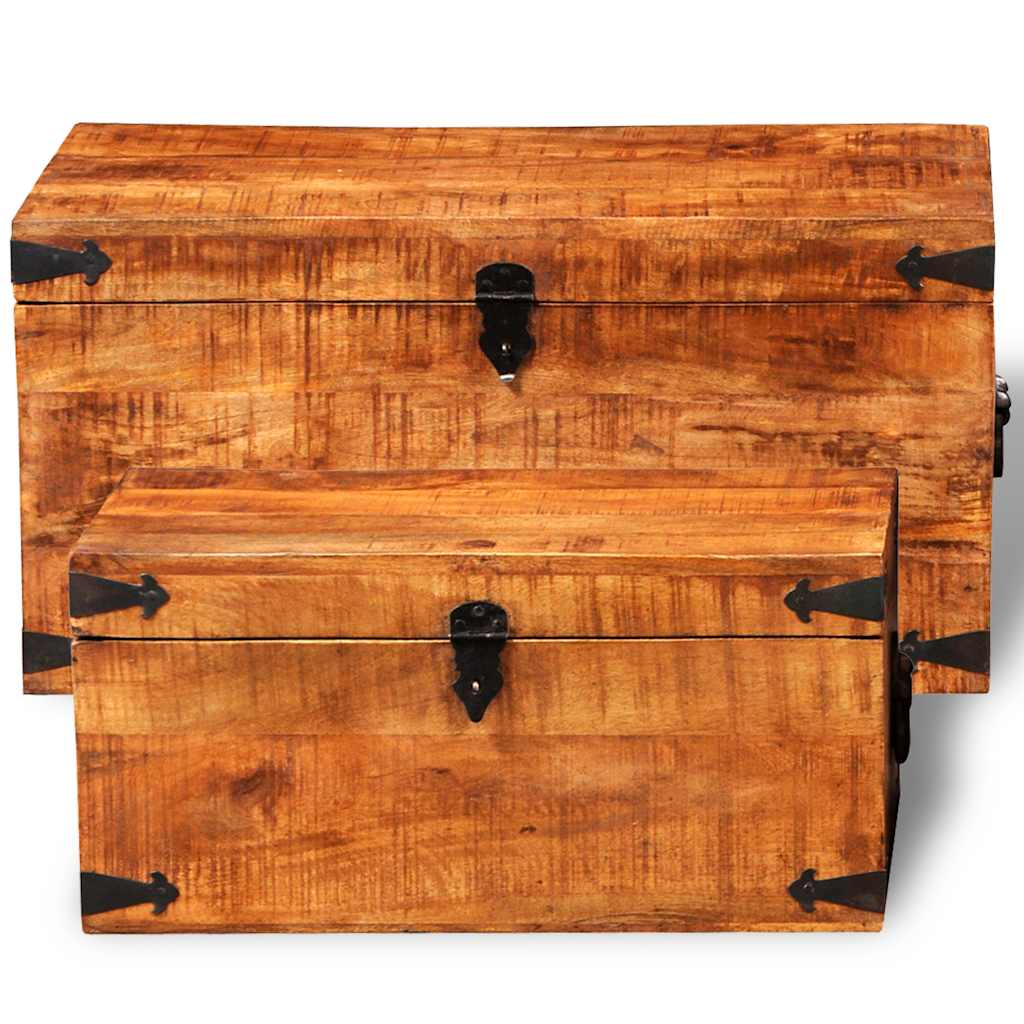 2-delige Opbergkistenset ruw mangohout is nu te koop bij PeponiXL, paradijselijk wonen!