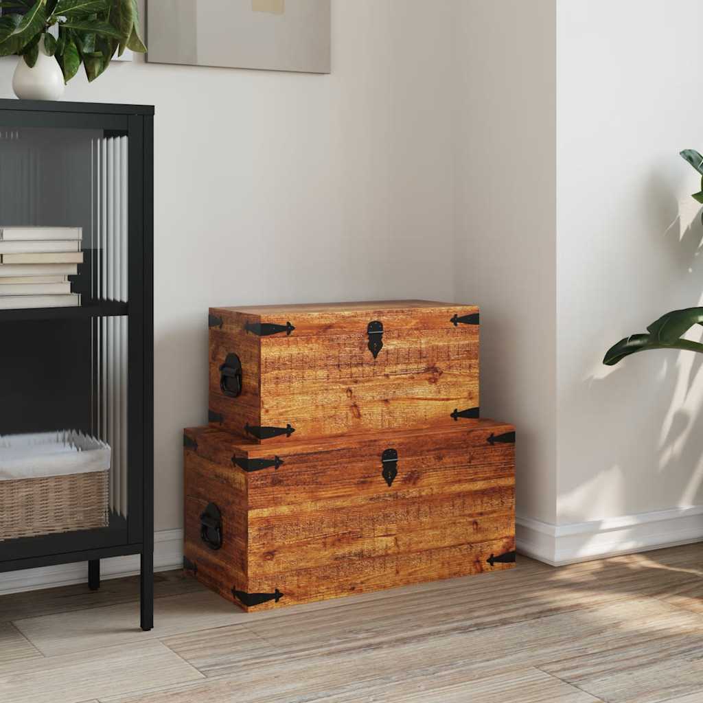 2-delige Opbergkistenset ruw mangohout is nu te koop bij PeponiXL, paradijselijk wonen!