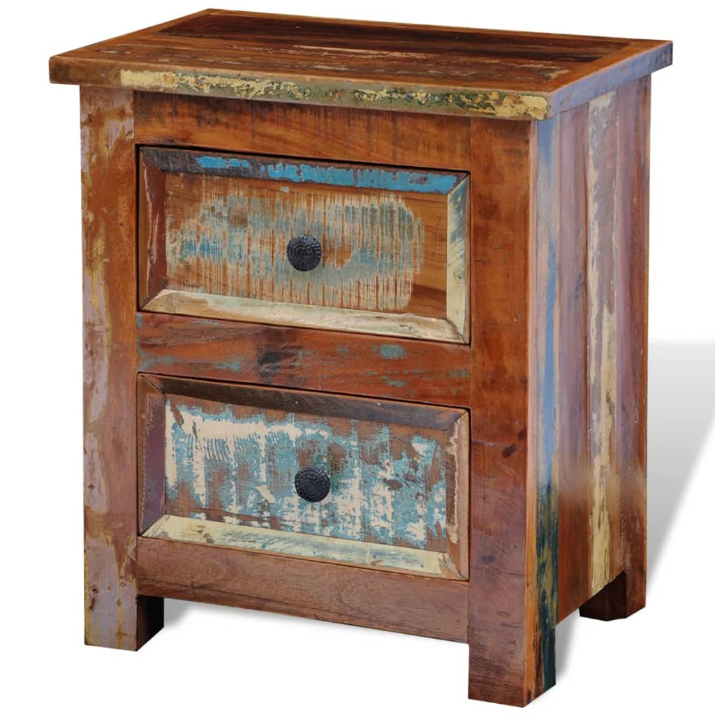 Nachtkastje met 2 lades massief gerecycled hout is nu te koop bij PeponiXL, paradijselijk wonen!