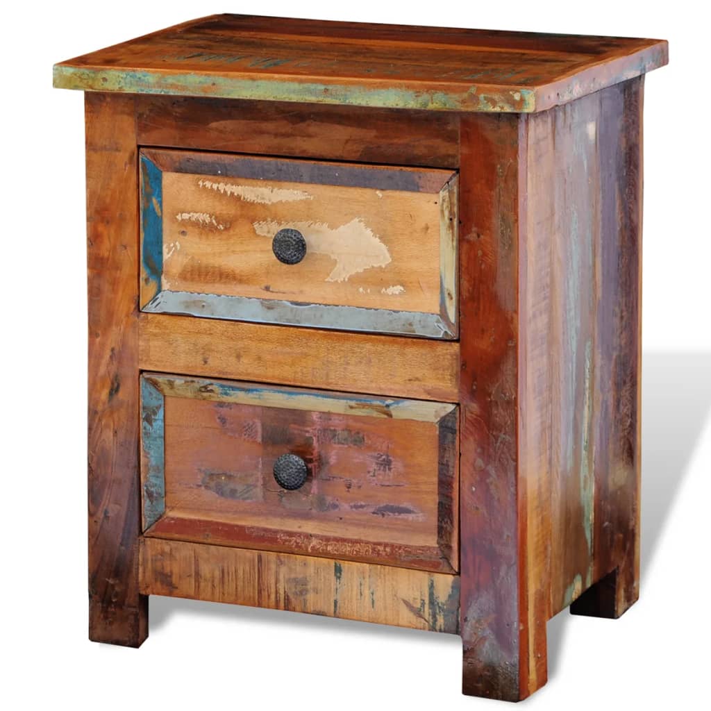 Nachtkastje met 2 lades massief gerecycled hout is nu te koop bij PeponiXL, paradijselijk wonen!