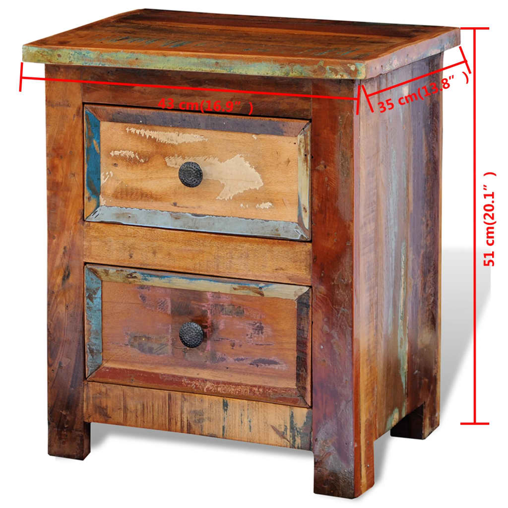 Nachtkastje met 2 lades massief gerecycled hout is nu te koop bij PeponiXL, paradijselijk wonen!