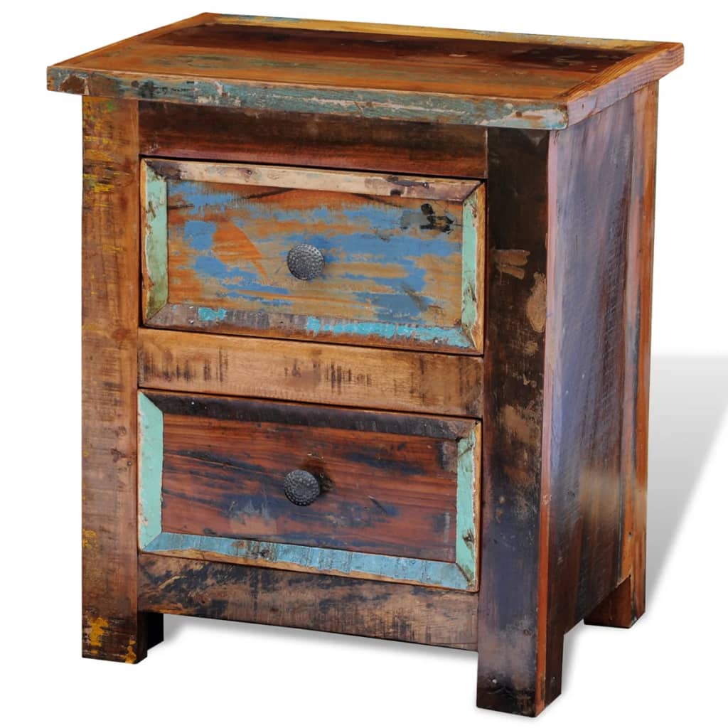 Nachtkastje met 2 lades massief gerecycled hout is nu te koop bij PeponiXL, paradijselijk wonen!