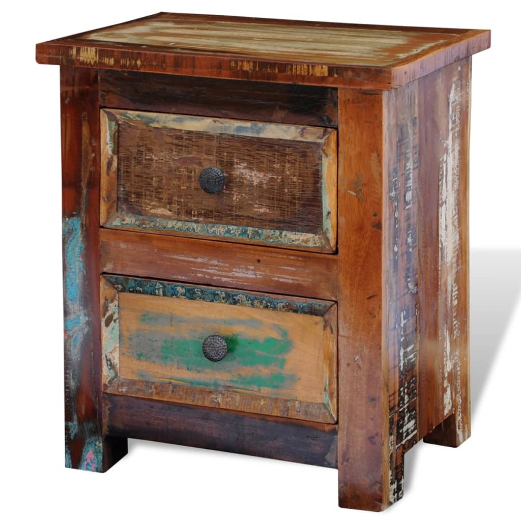 Nachtkastje met 2 lades massief gerecycled hout is nu te koop bij PeponiXL, paradijselijk wonen!