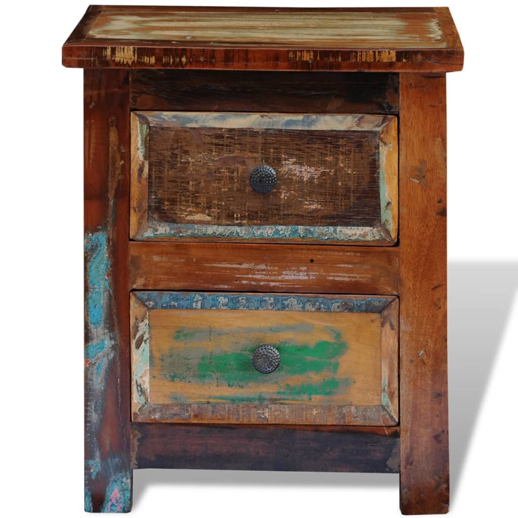 Nachtkastje met 2 lades massief gerecycled hout is nu te koop bij PeponiXL, paradijselijk wonen!