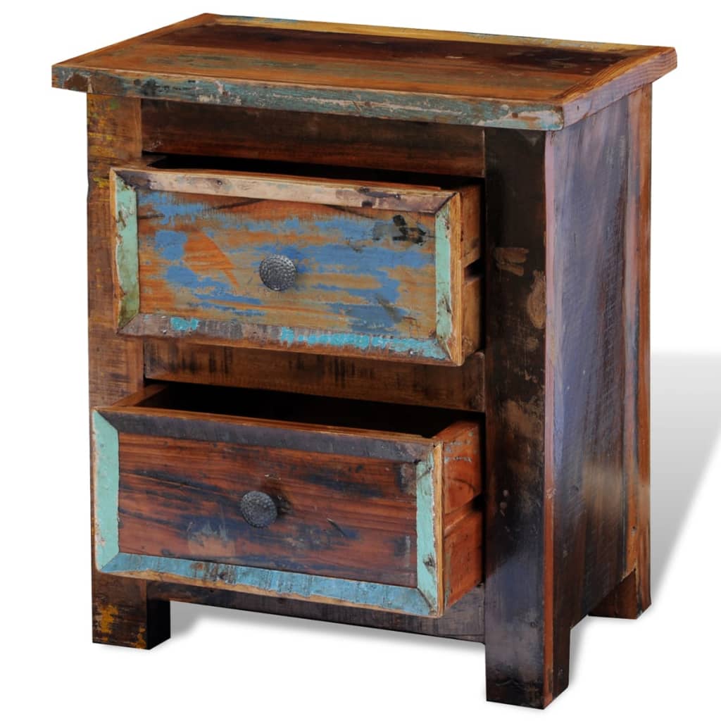 Nachtkastje met 2 lades massief gerecycled hout is nu te koop bij PeponiXL, paradijselijk wonen!