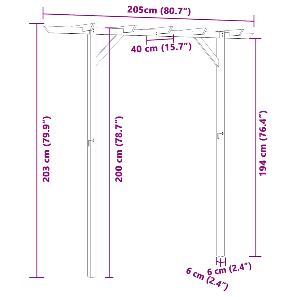 Pergola 205x40x203 cm hout is nu te koop bij PeponiXL, paradijselijk wonen!