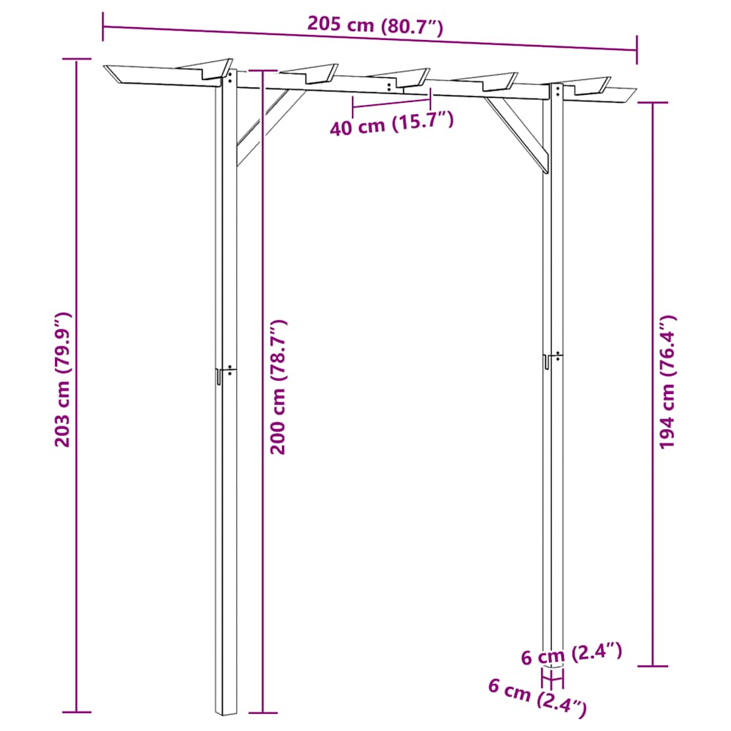 Pergola 205x40x203 cm hout is nu te koop bij PeponiXL, paradijselijk wonen!