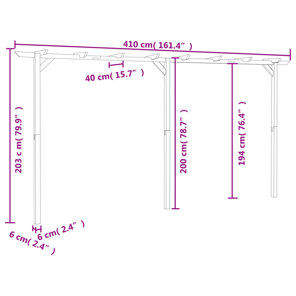 Pergola 410x40x203 cm hout is nu te koop bij PeponiXL, paradijselijk wonen!