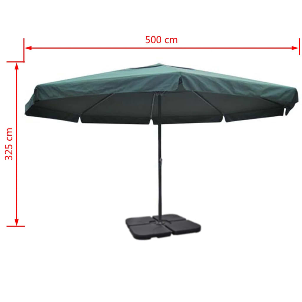 Parasol met draagbare voet aluminium (groen) is nu te koop bij PeponiXL, paradijselijk wonen!