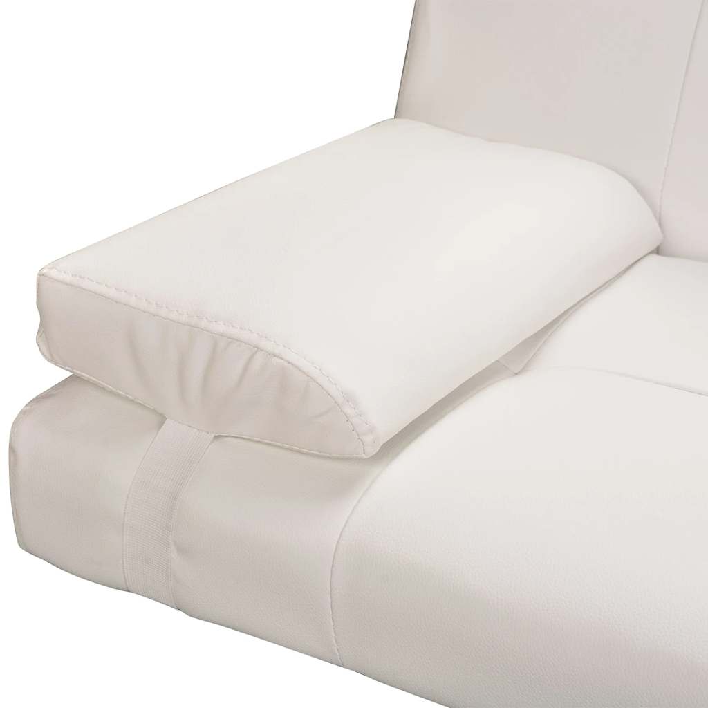 Slaapbank met twee kussens verstelbaar kunstleer crèmewit is nu te koop bij PeponiXL, paradijselijk wonen!
