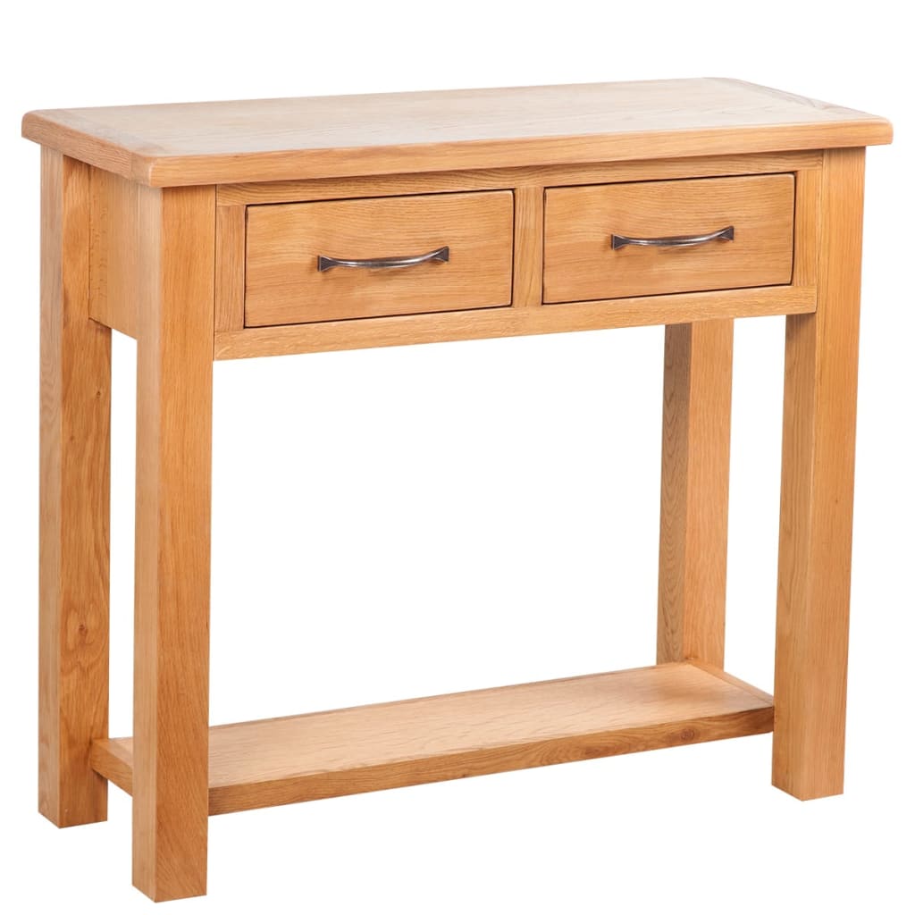 Wandtafel met 2 lades 83x30x73 cm massief eikenhout is nu te koop bij PeponiXL, paradijselijk wonen!