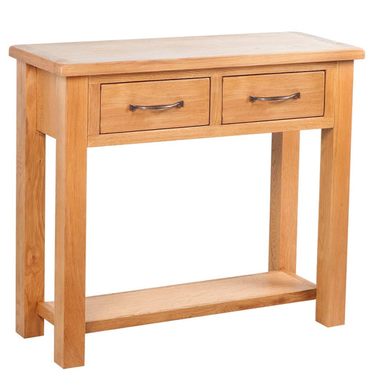 Wandtafel met 2 lades 83x30x73 cm massief eikenhout is nu te koop bij PeponiXL, paradijselijk wonen!