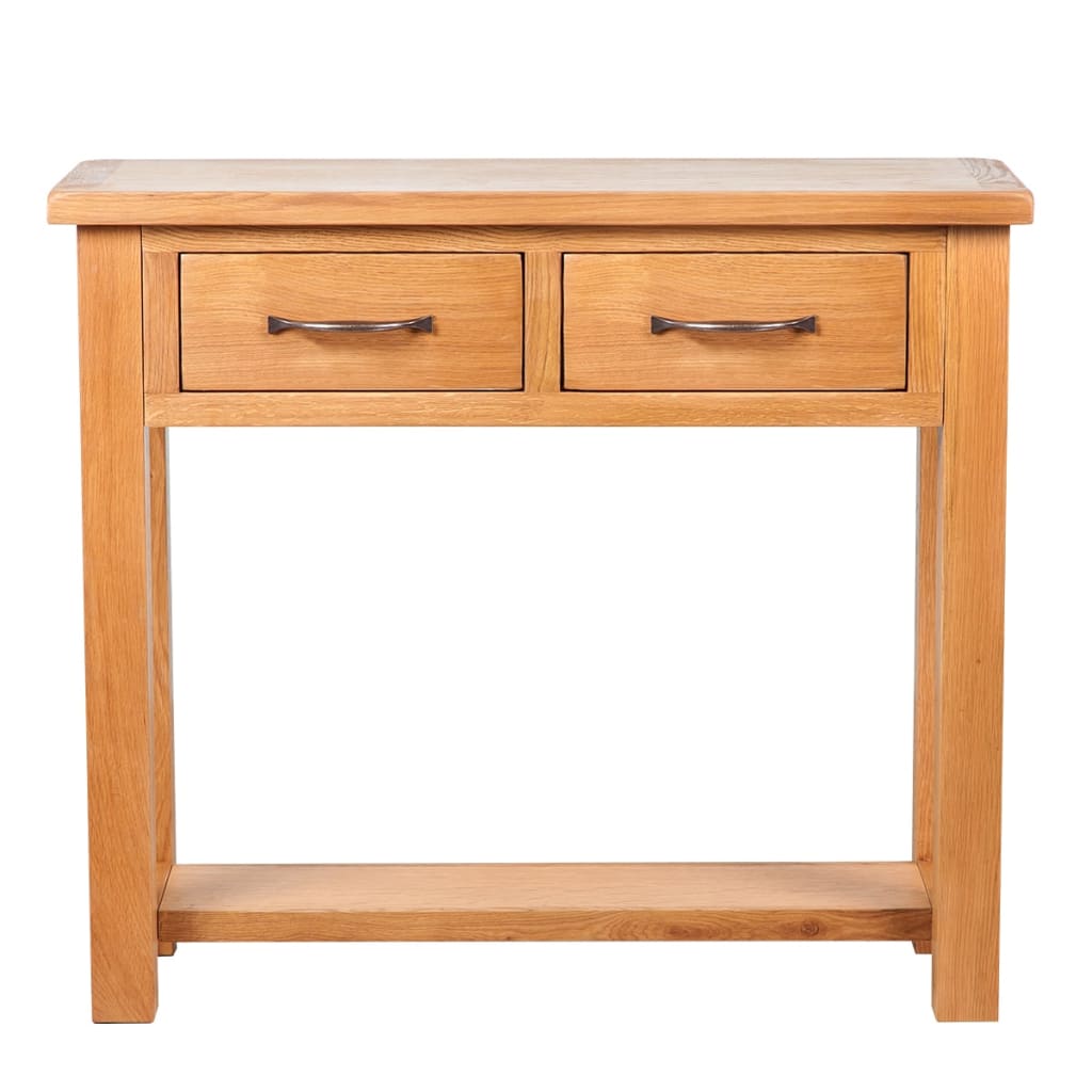 Wandtafel met 2 lades 83x30x73 cm massief eikenhout is nu te koop bij PeponiXL, paradijselijk wonen!