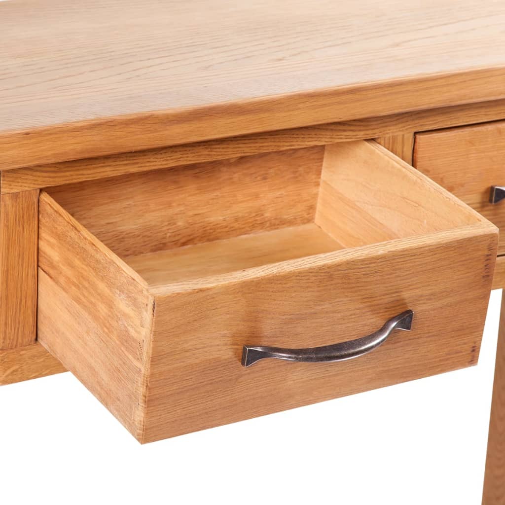 Wandtafel met 2 lades 83x30x73 cm massief eikenhout is nu te koop bij PeponiXL, paradijselijk wonen!