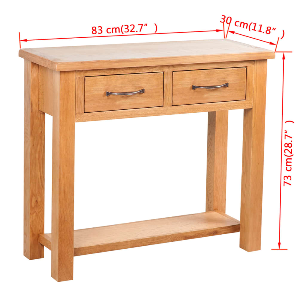 Wandtafel met 2 lades 83x30x73 cm massief eikenhout is nu te koop bij PeponiXL, paradijselijk wonen!