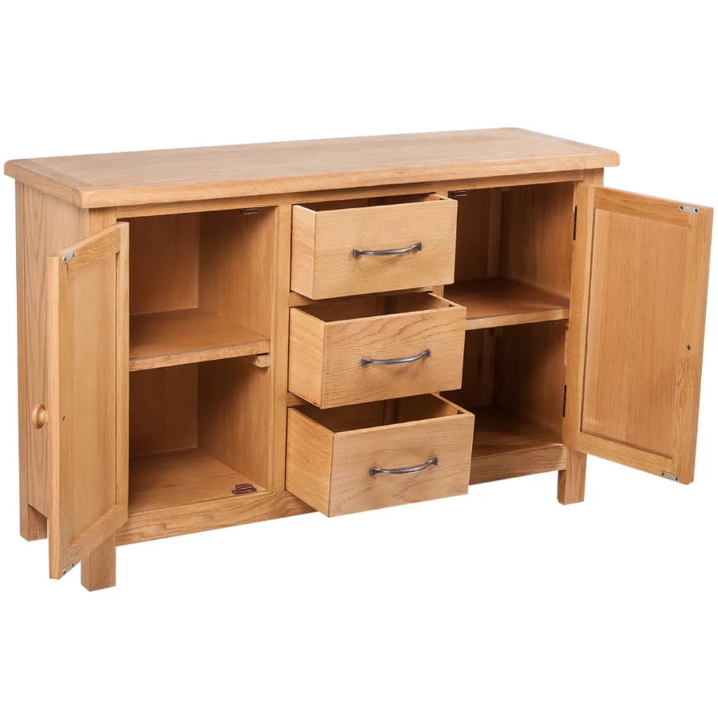 Dressoir met 3 lades 110x33,5x70 cm massief eikenhout is nu te koop bij PeponiXL, paradijselijk wonen!