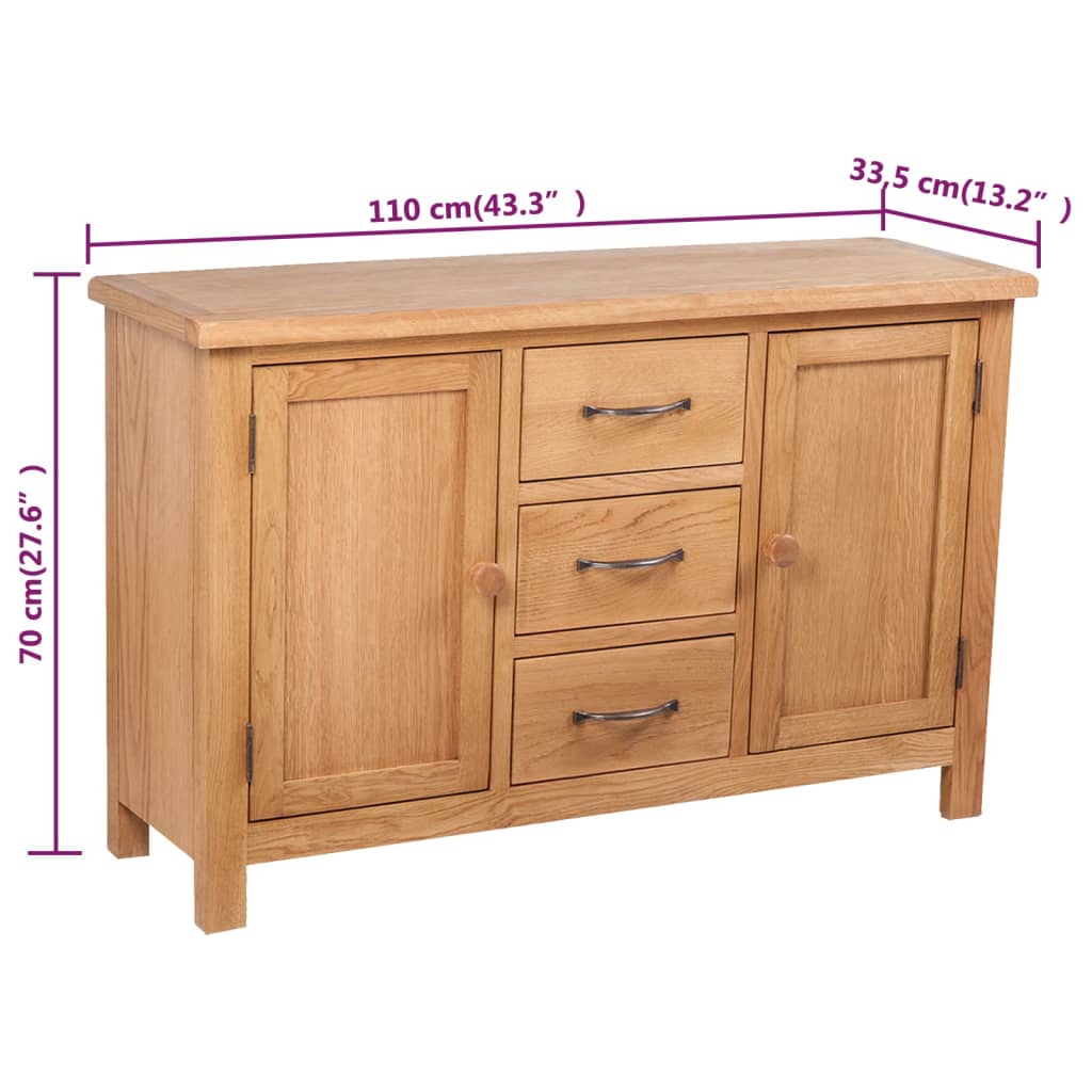 Dressoir met 3 lades 110x33,5x70 cm massief eikenhout is nu te koop bij PeponiXL, paradijselijk wonen!
