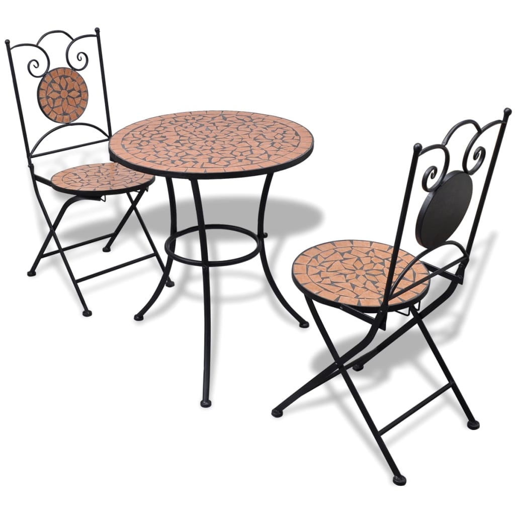 3-delige Bistroset keramische tegel terracotta is nu te koop bij PeponiXL, paradijselijk wonen!