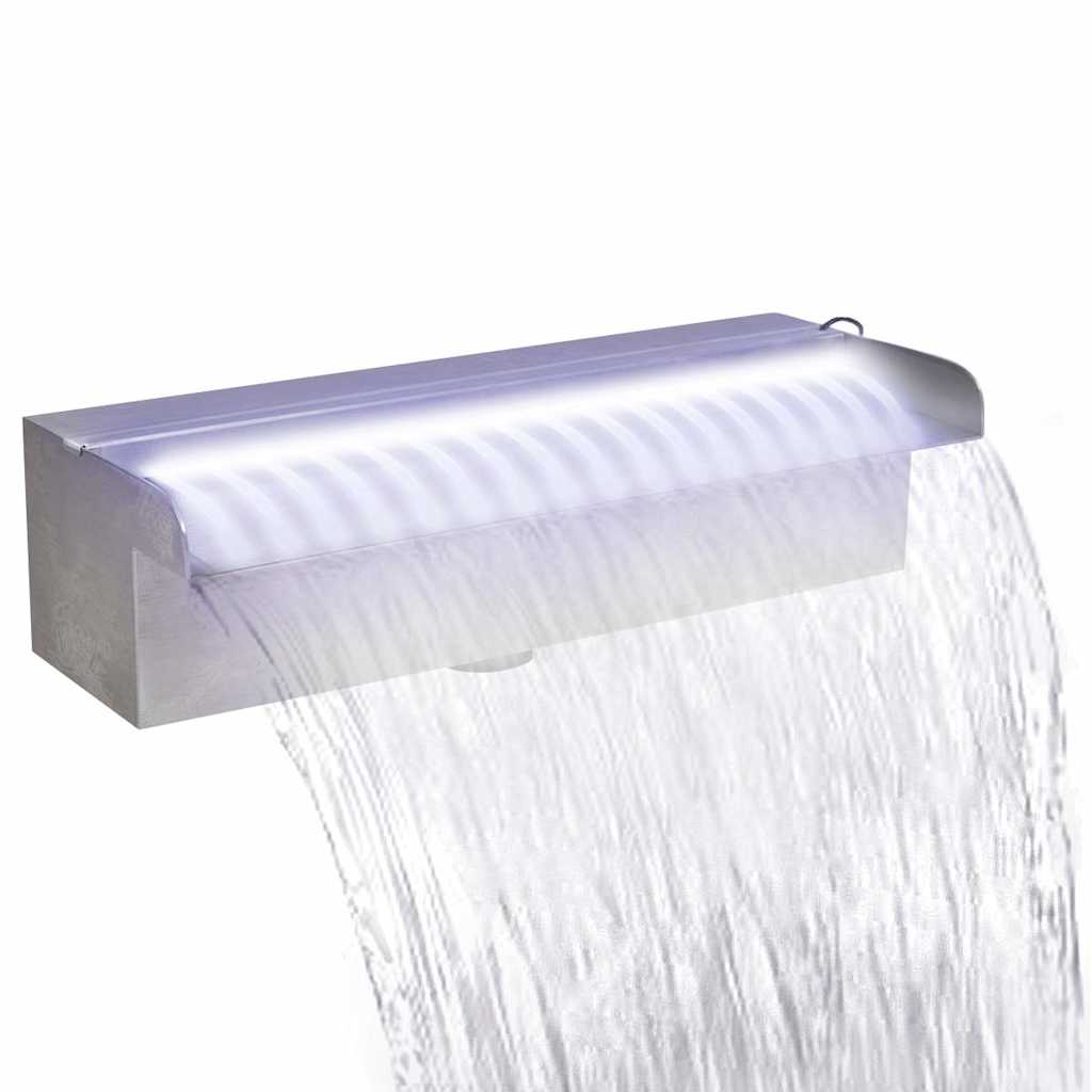 Zwembadwaterval met LED's rechthoekig 30 cm roestvrij staal is nu te koop bij PeponiXL, paradijselijk wonen!
