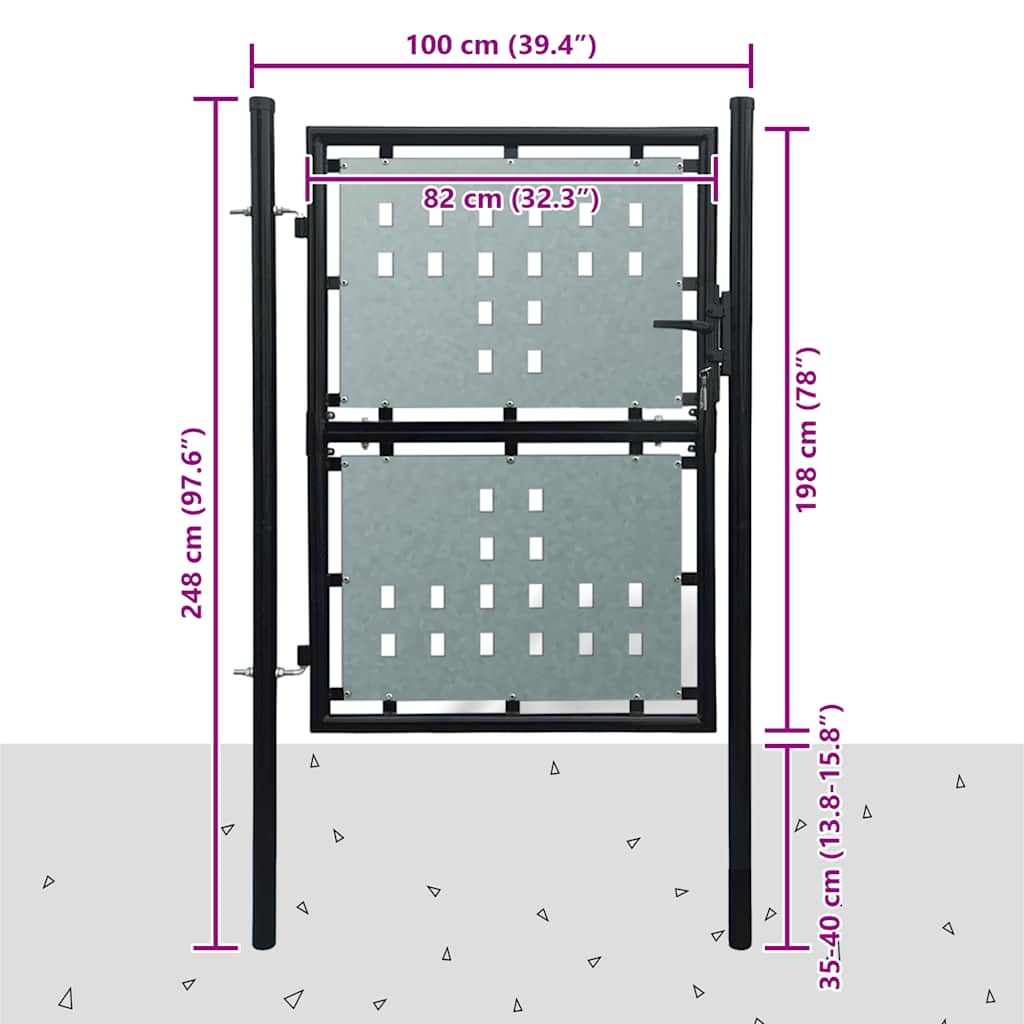 Zwarte enkele deur schuttingpoort 100x200 cm is nu te koop bij PeponiXL, paradijselijk wonen!