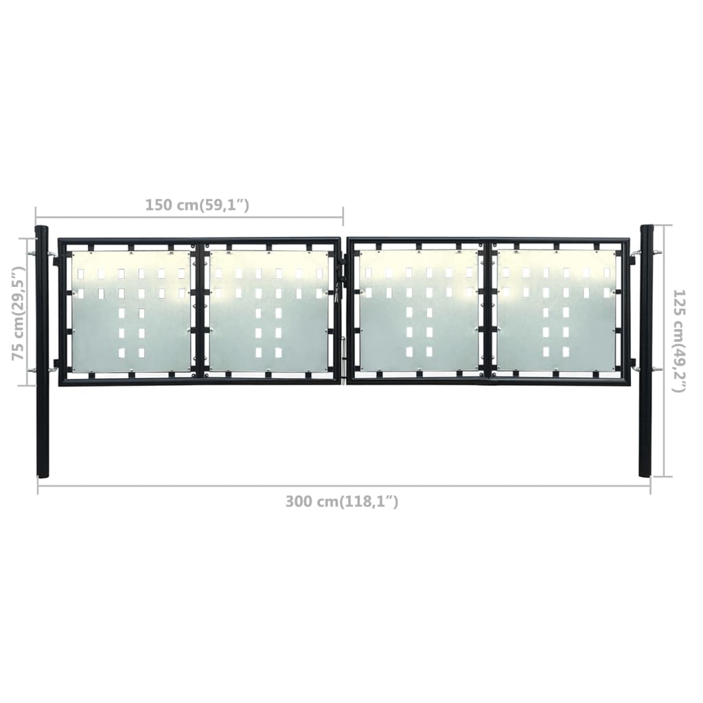 Zwarte enkele deur schuttingpoort 300x75 cm is nu te koop bij PeponiXL, paradijselijk wonen!