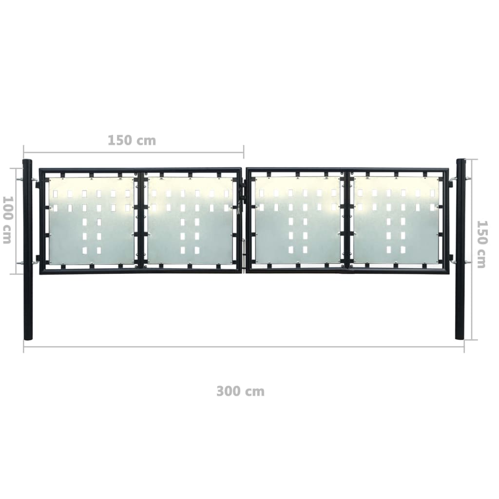 Zwarte enkele deur schuttingpoort 300x100 cm is nu te koop bij PeponiXL, paradijselijk wonen!