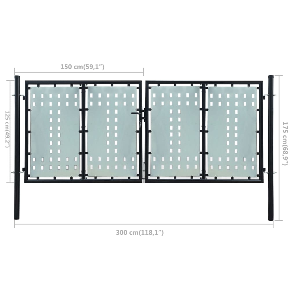 Zwarte enkele deur schuttingpoort 300x125 cm is nu te koop bij PeponiXL, paradijselijk wonen!